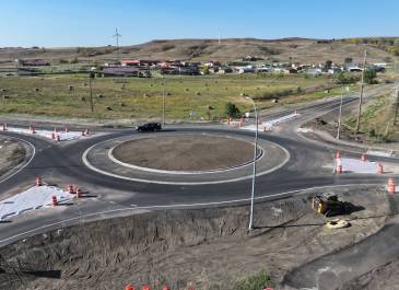 Aerial photo of Fort Yates Roundabout