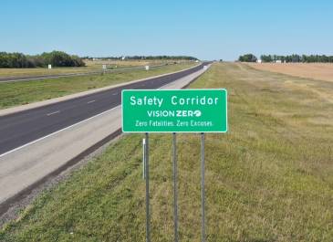 Safety Corridor Sign near Highway
