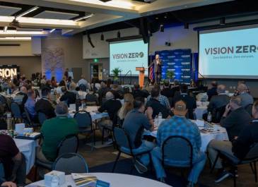 Speaker on stage at the Vision Zero Partner Conference