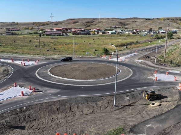 Aerial photo of Fort Yates Roundabout