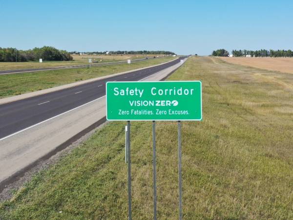 Safety Corridor Sign near Highway