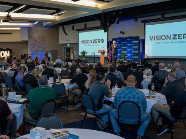 Speaker on stage at the Vision Zero Partner Conference
